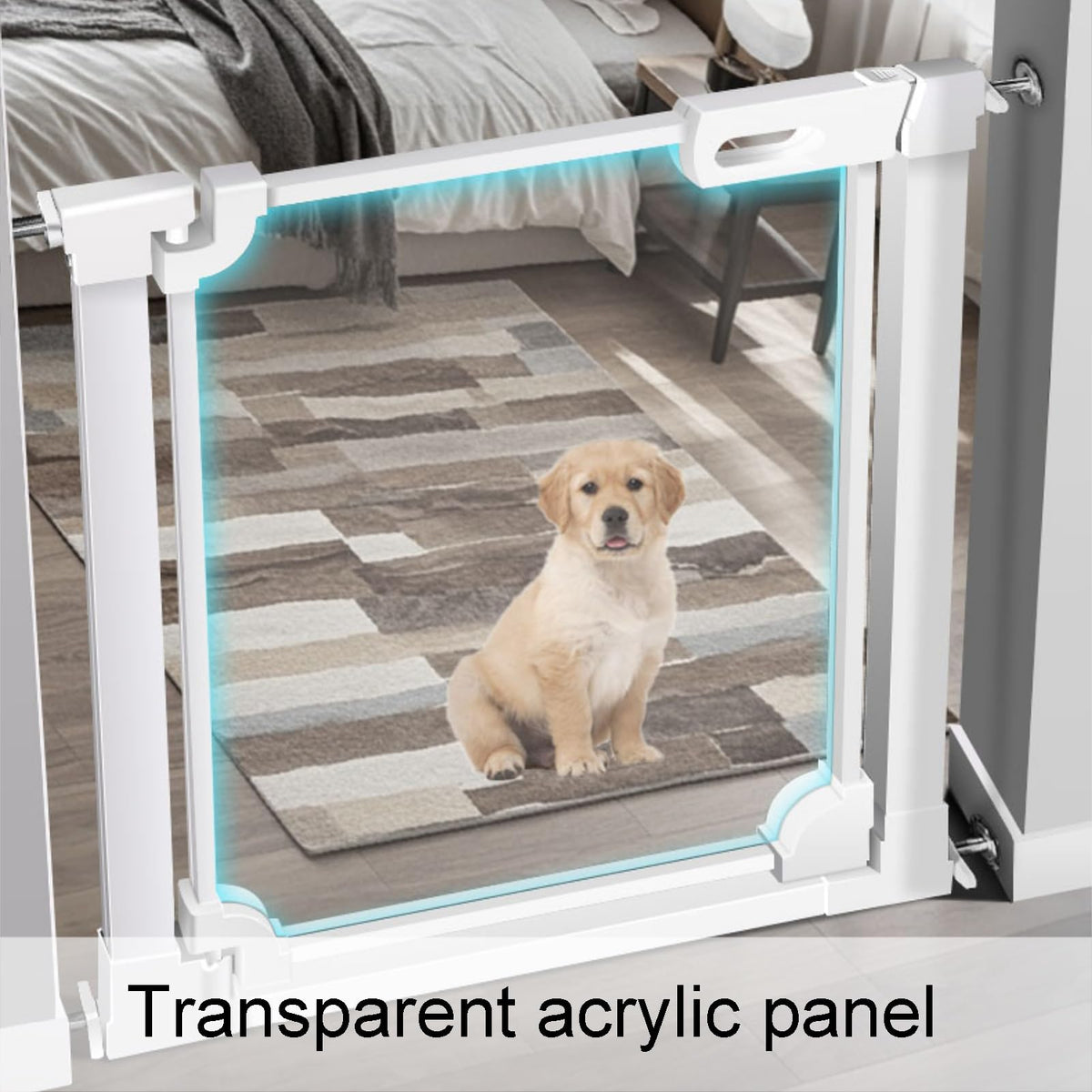 Clear Acrylic Pet Gate with Auto-Close & Hold Open Feature