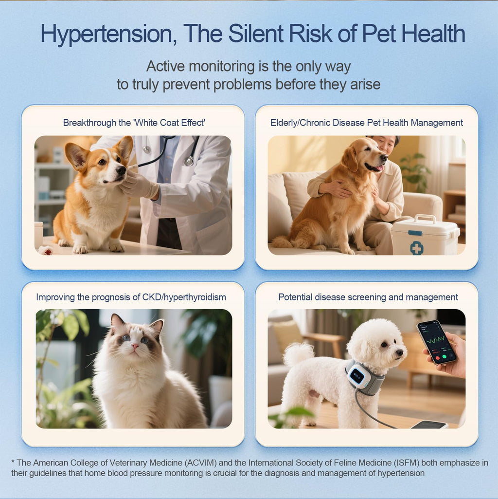 Wearable Pet Blood Pressure Monitor with Adjustable Chest Strap & LCD Display
