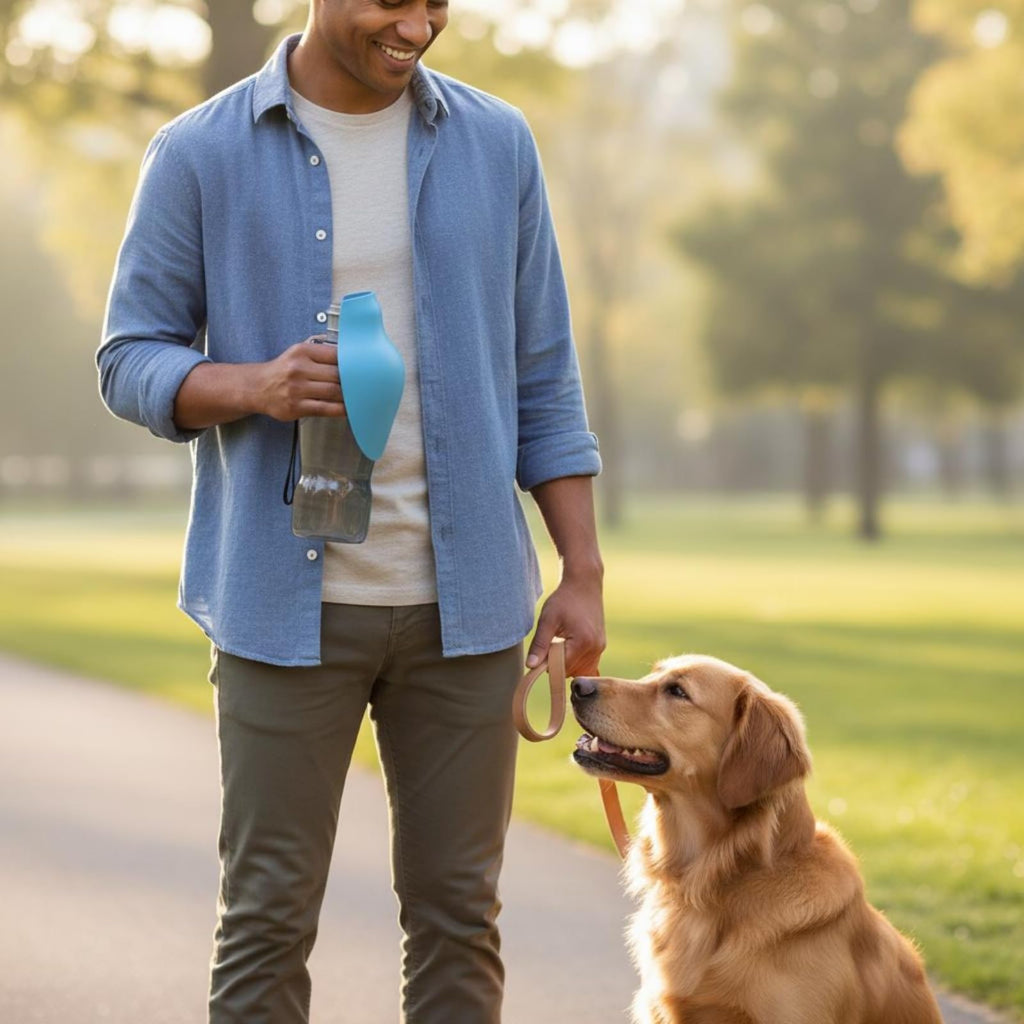 Portable Dog Water Bottle with Flip Lid for Outdoor Travel & Walks