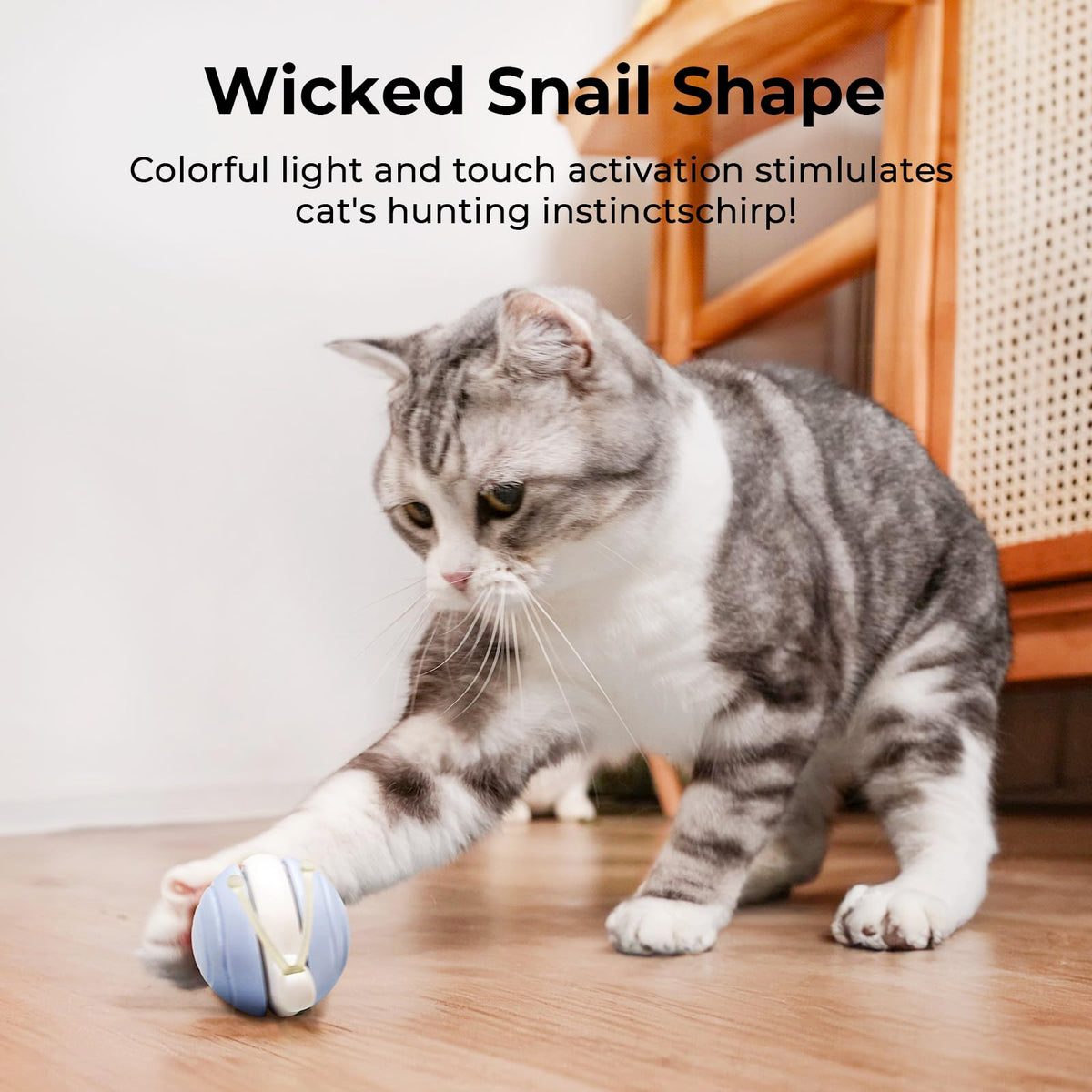 Smart Rechargeable Interactive Cat Toy with LED Lights & Motion Sensor