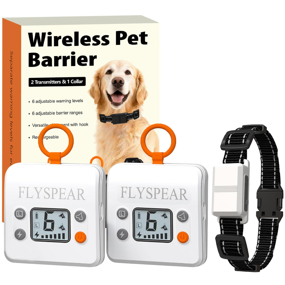 Wireless Pet Barrier System with 2 Transmitters & Adjustable Range Collar
