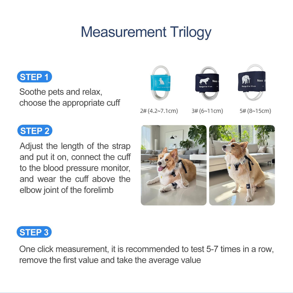 Wearable Pet Blood Pressure Monitor with Adjustable Chest Strap & LCD Display
