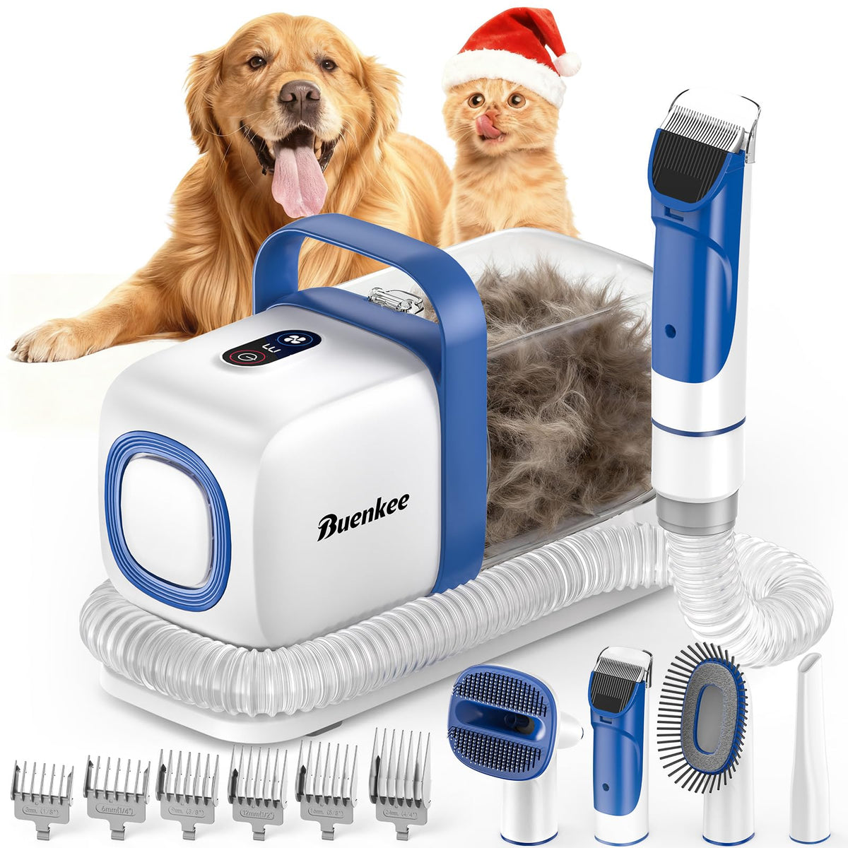 Dog Grooming Vacuum Kit with Hair Clipper & Shedding Brush, 15000Pa