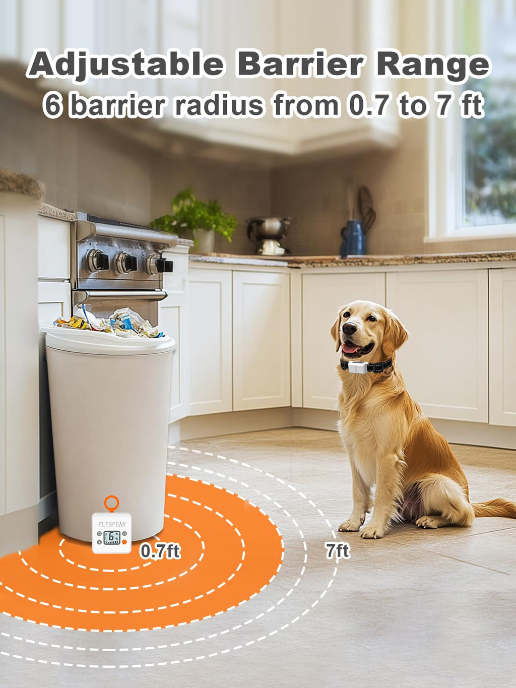 Wireless Pet Barrier System with 2 Transmitters & Adjustable Range Collar