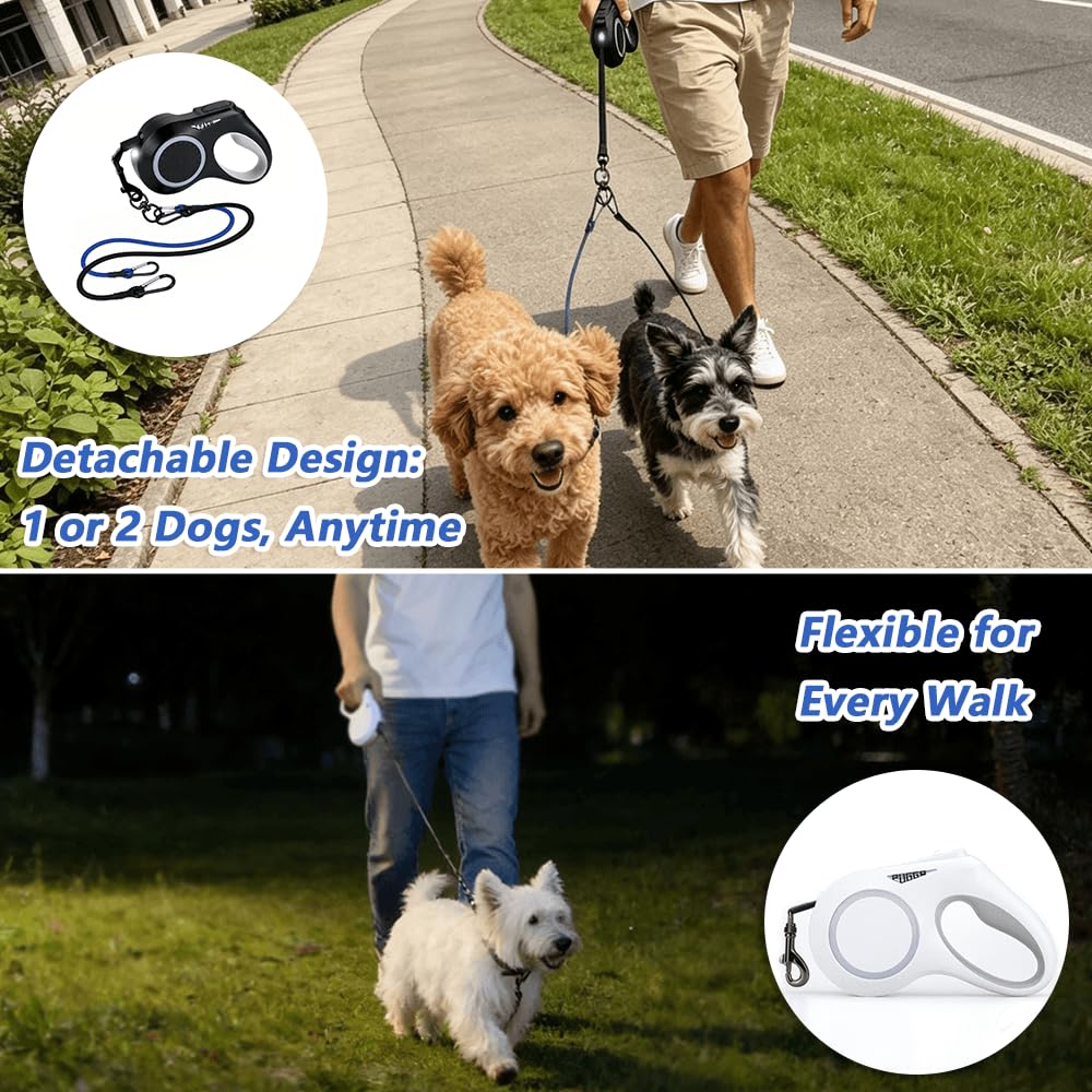 16.4ft LED Retractable Dog Leash with 360° Tangle-Free Design