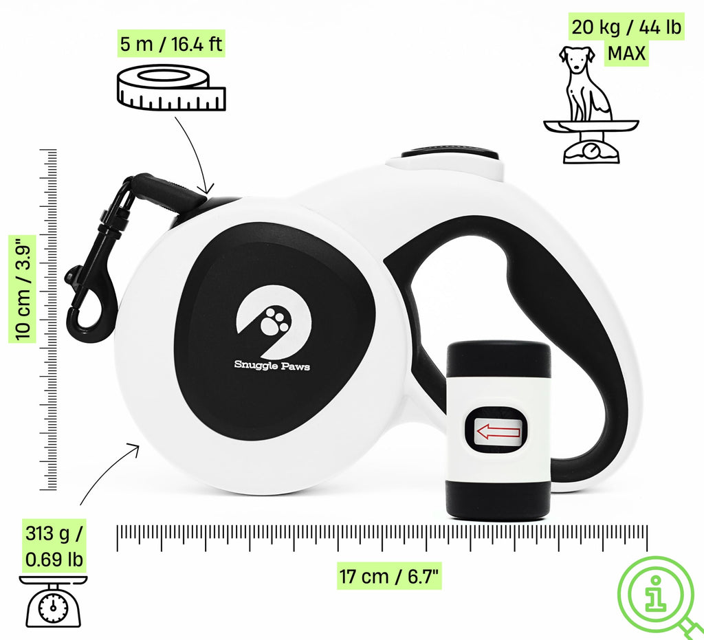 16ft Retractable Dog Leash with LED Light & Reflective Design