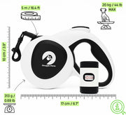 16ft Retractable Dog Leash with LED Light & Reflective Design