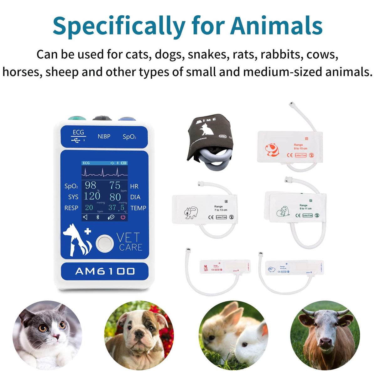 Veterinary Pet Monitor with 6-Parameter Data Storage & Analysis