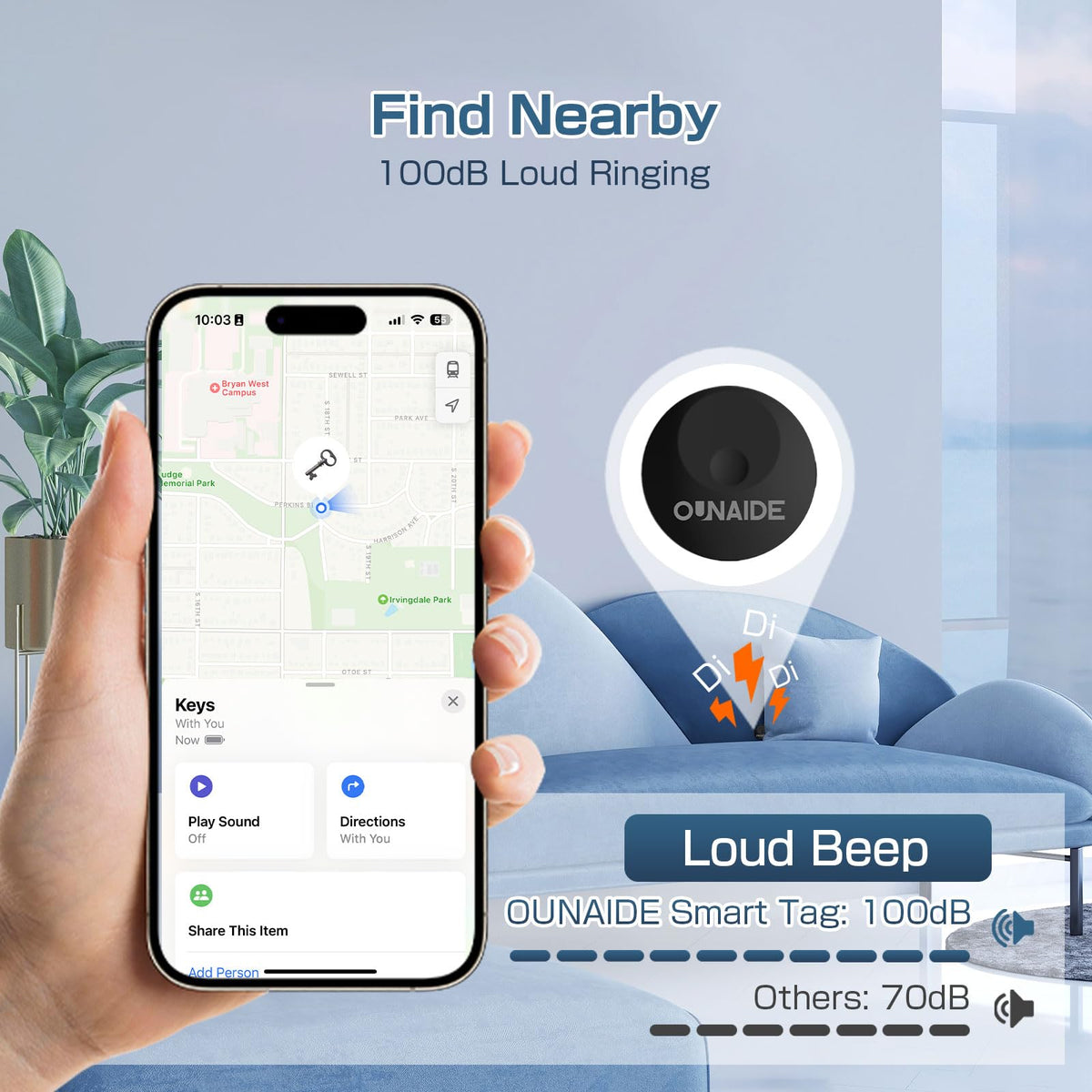 OUNAIDE Air-Tags-2 Pack, Smart Air Tracker Tag, Bluetooth Tracker for Apple Find My (iOS Only), Waterproof Key Finder Tracking Device for Kids Keys Luggage Bags Wallets Pets and More - Black&White