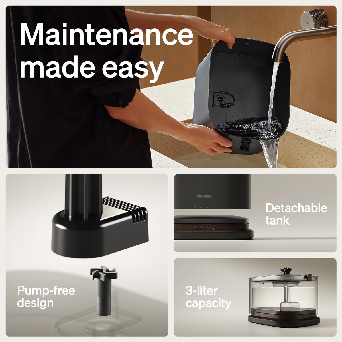 Cordless Smart Pet Water Fountain with App Monitoring & Stainless Steel Tray, 3L