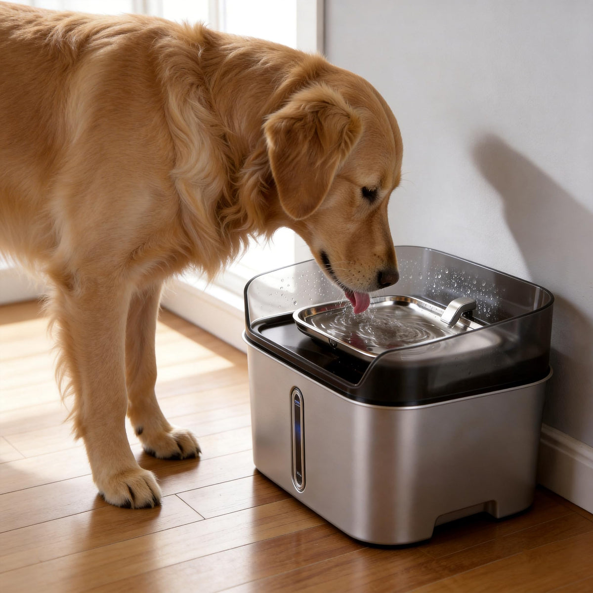 8L Stainless Steel Pet Water Fountain with Ultra-Quiet Pump for Dogs & Cats
