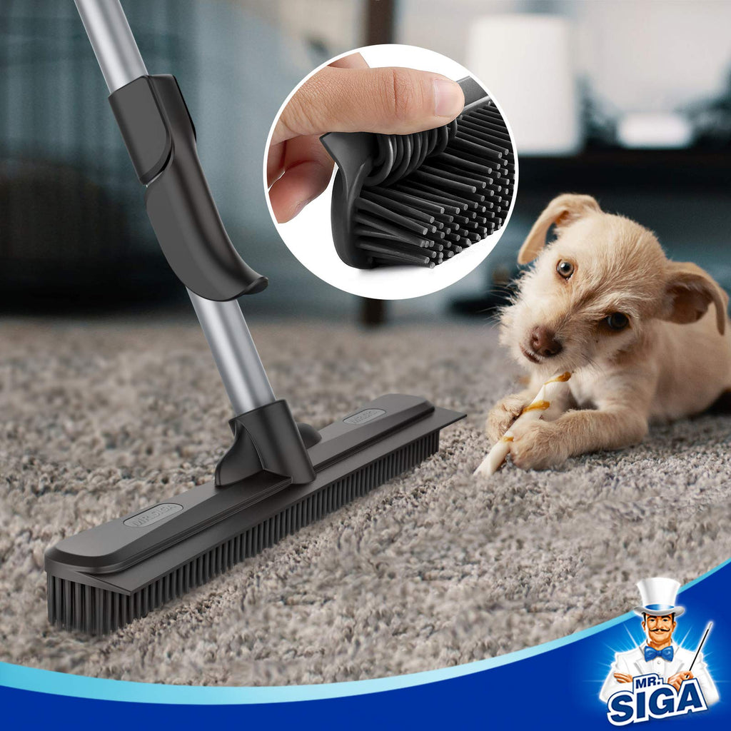 3-in-1 Pet Hair Removal Rubber Broom with Adjustable Handle & Squeegee