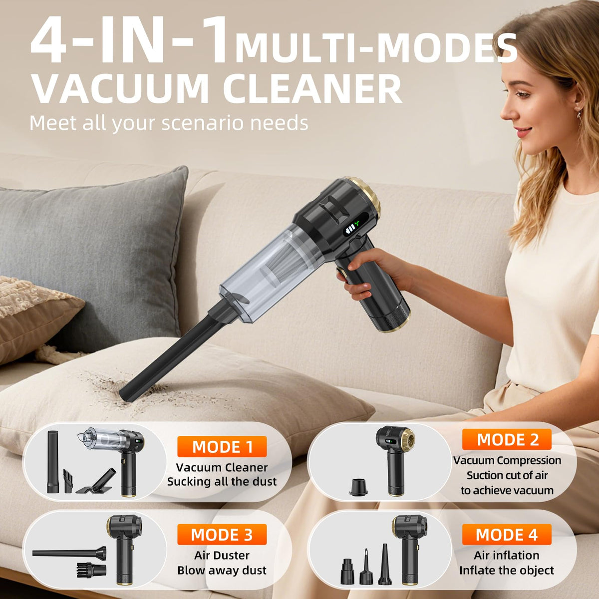 Cordless Handheld Vacuum Cleaner with 23000Pa Suction for Home & Car Cleaning