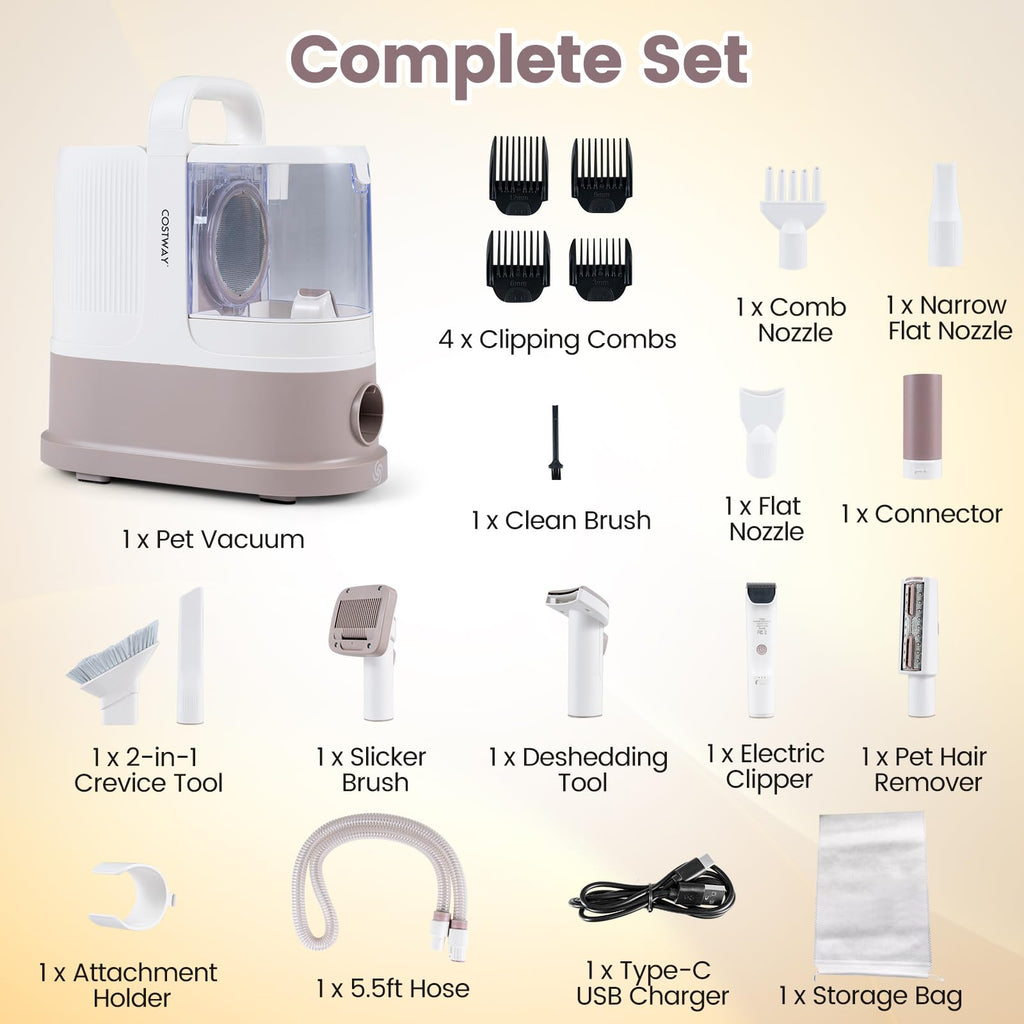 PETSITE 9-in-1 Dog Grooming Vacuum Kit for Shedding