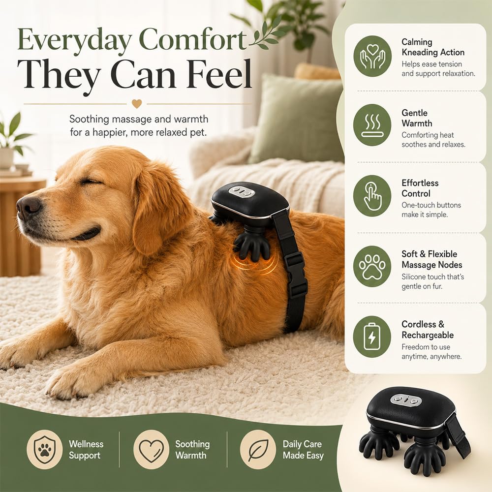 Automatic Pet Massager & Grooming Brush for Dogs & Cats, Stress Relief Tool