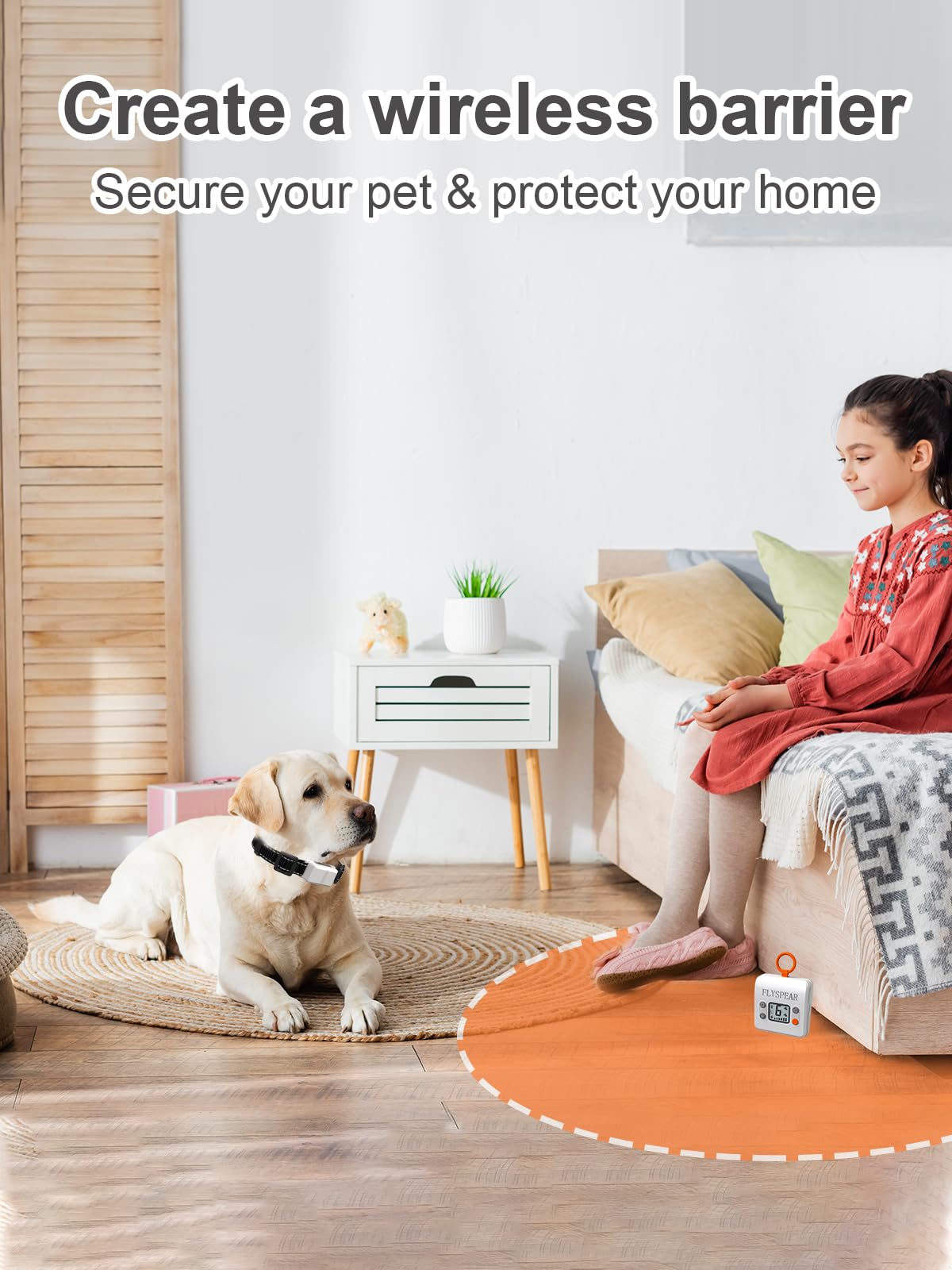 Wireless Pet Barrier System with 2 Transmitters & Adjustable Range Collar
