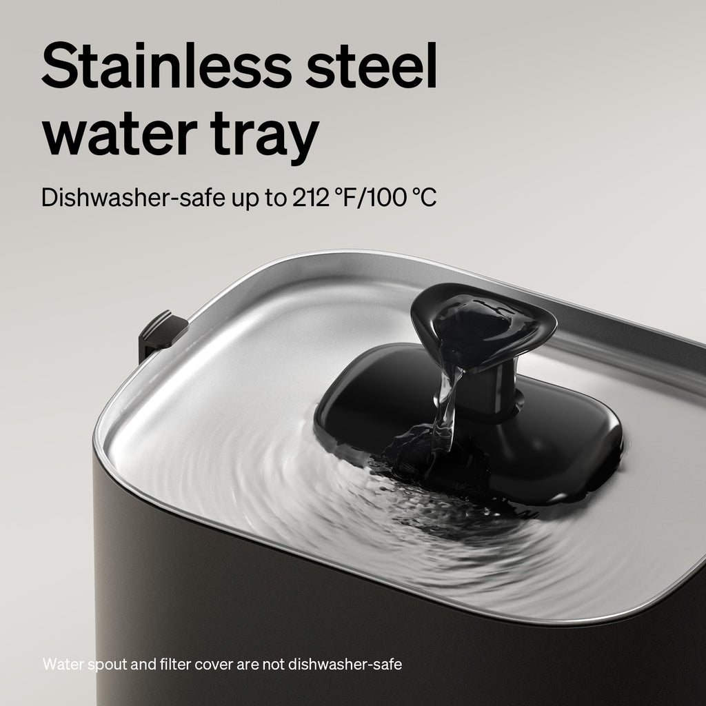 Cordless Smart Pet Water Fountain with App Monitoring & Stainless Steel Tray, 3L