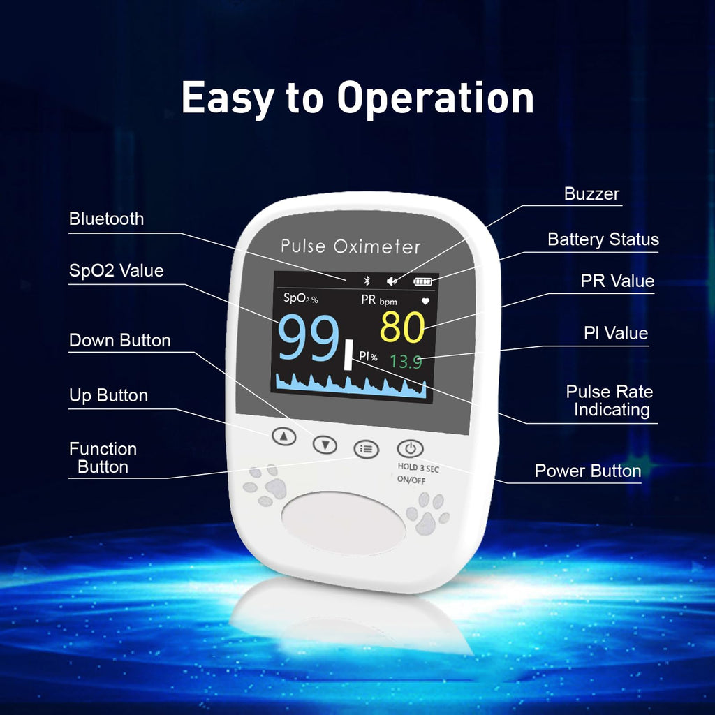 Bluetooth Pet Blood Oxygen & Pulse Rate Monitor with Tongue Probe