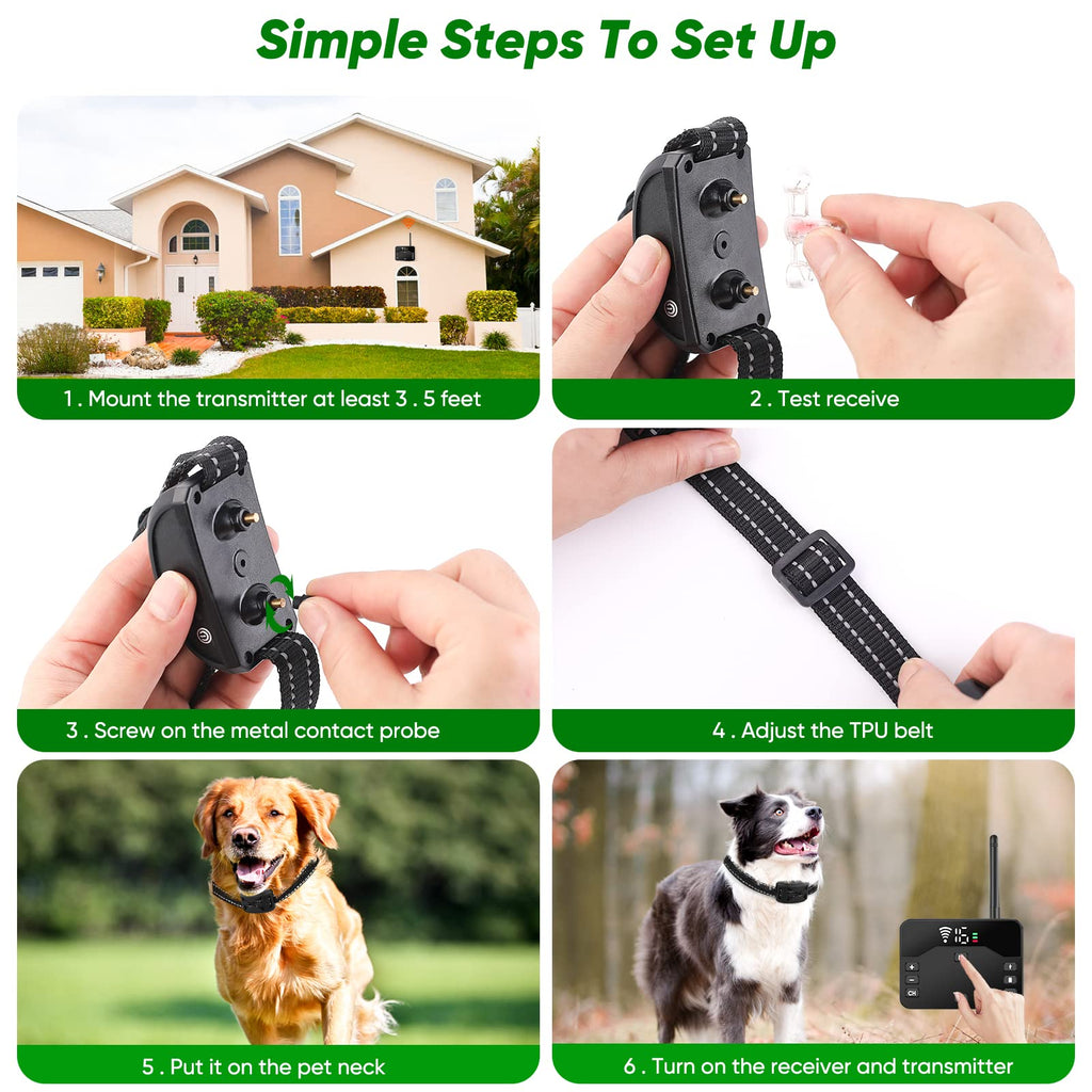 2-in-1 Wireless Dog Fence & Training Collar with Vibration and Shock Modes