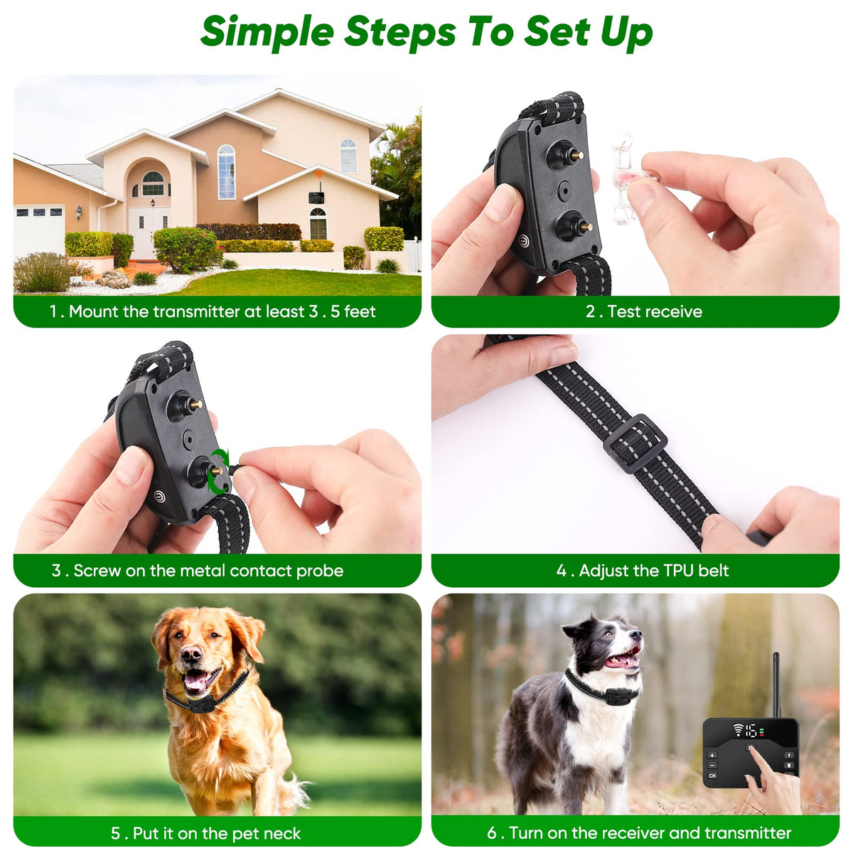 2-in-1 Wireless Dog Fence & Training Collar with Vibration and Shock Modes