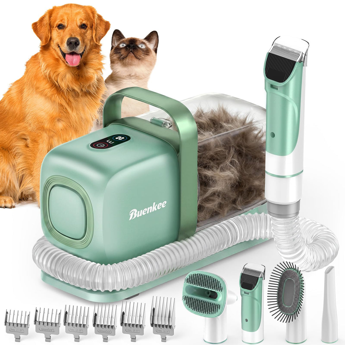 Dog Grooming Vacuum Kit with Hair Clipper & Shedding Brush, 15000Pa