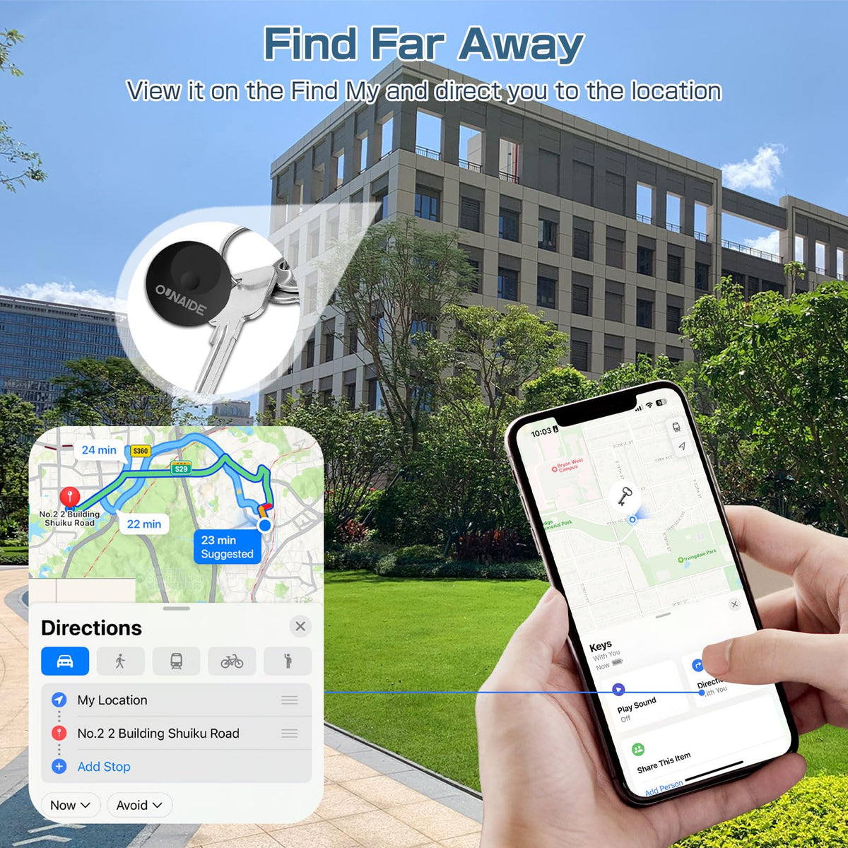 OUNAIDE Air-Tags-2 Pack, Smart Air Tracker Tag, Bluetooth Tracker for Apple Find My (iOS Only), Waterproof Key Finder Tracking Device for Kids Keys Luggage Bags Wallets Pets and More - Black&White