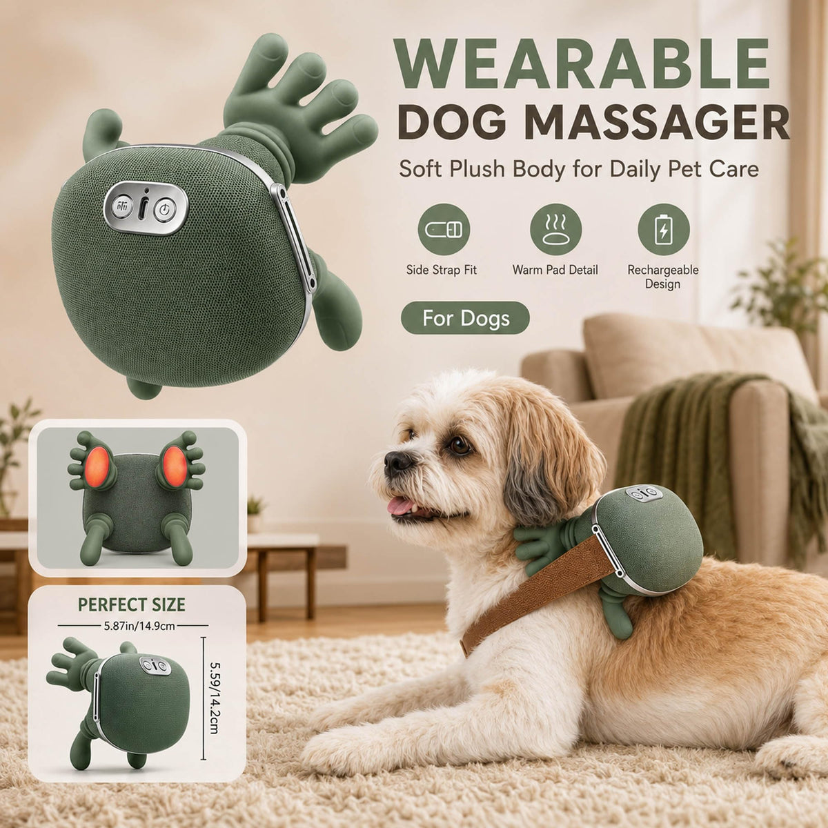 Heated Dog Neck & Shoulder Massager with USB Charging