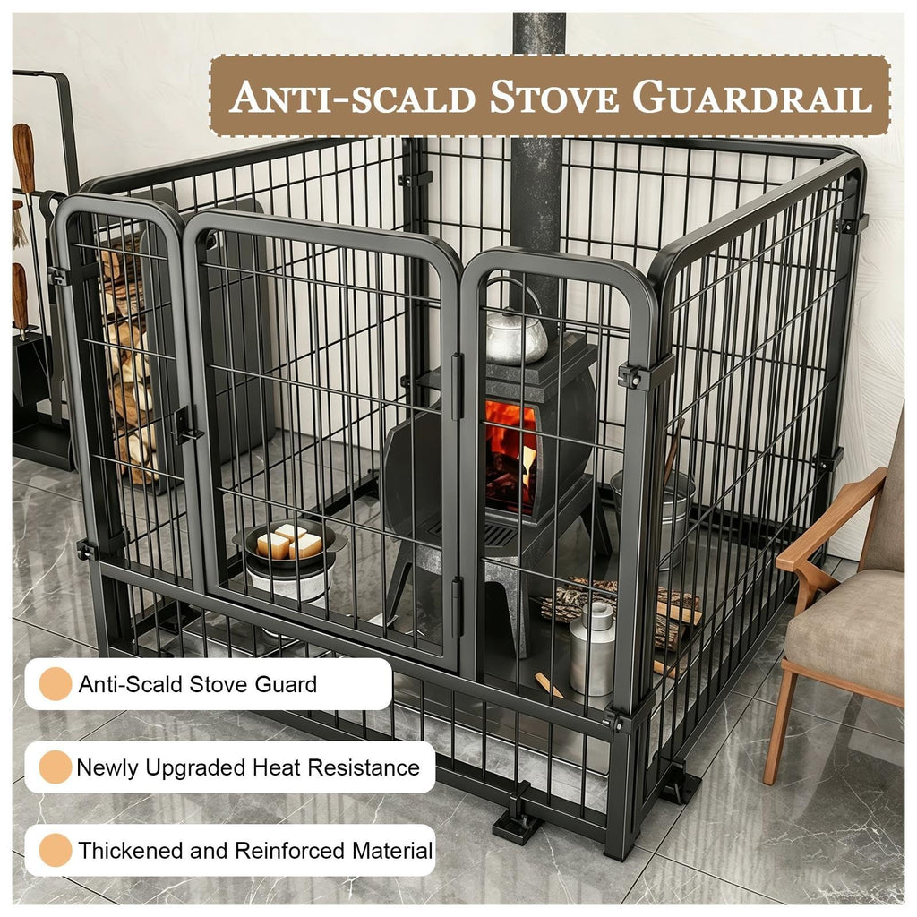 Fireplace Safety Fence, Metal Play Yard for Pet/Dog with Door