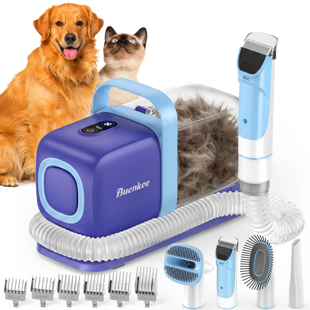Dog Grooming Vacuum Kit with Hair Clipper & Shedding Brush, 15000Pa