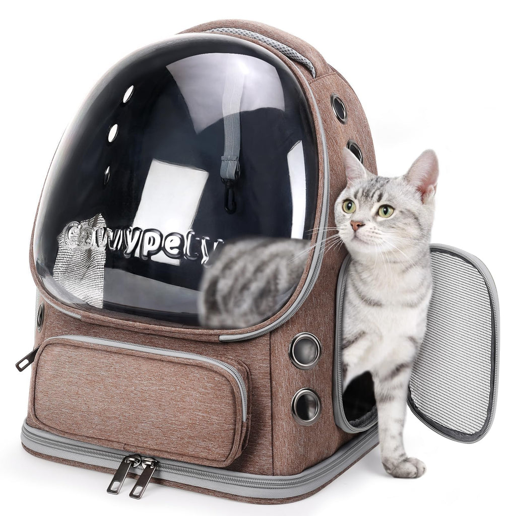 Transparent Cat Backpack Carrier with Breathable Design, Up to 15lbs
