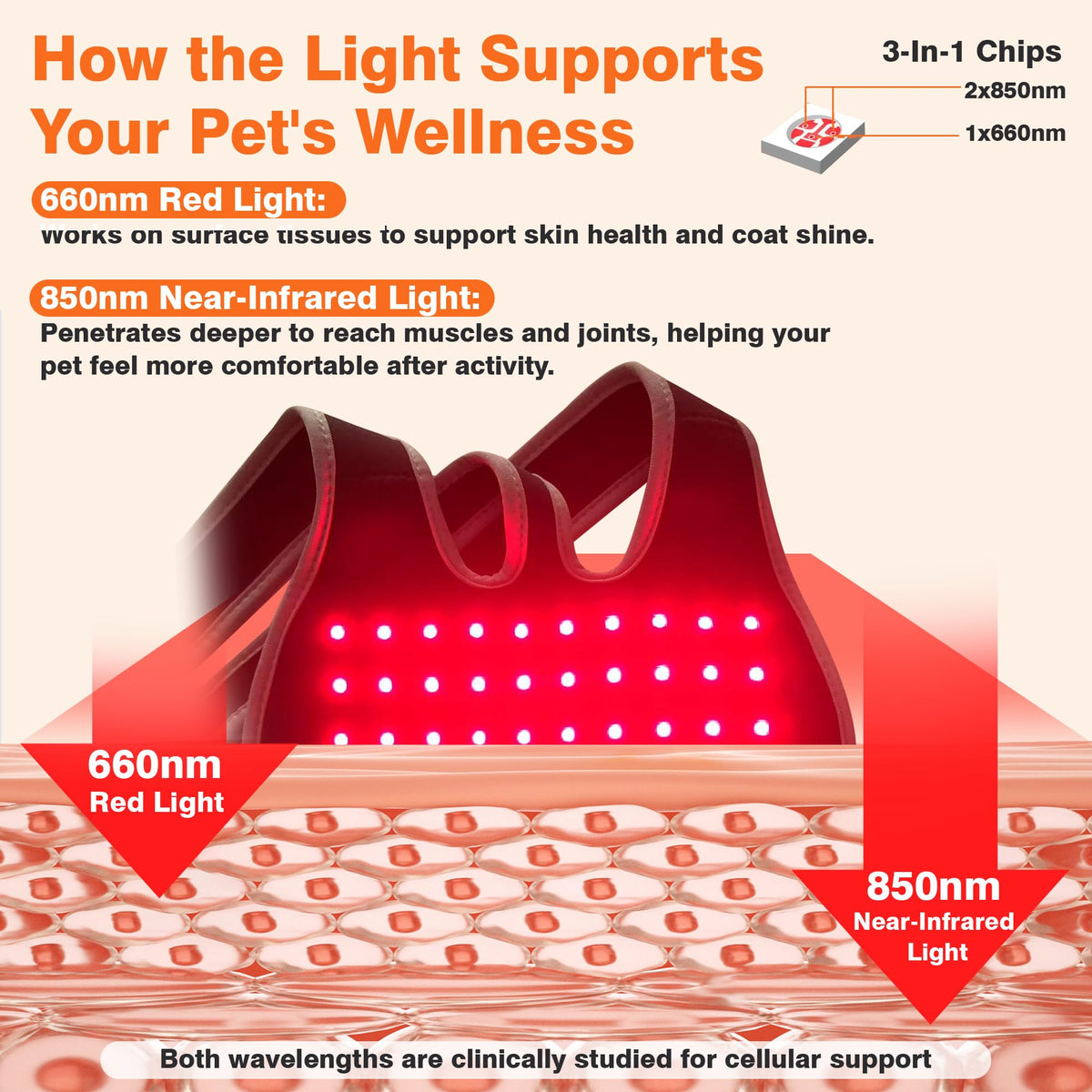 Red Light Therapy Pet Massager with 660nm & 850nm Infrared Light