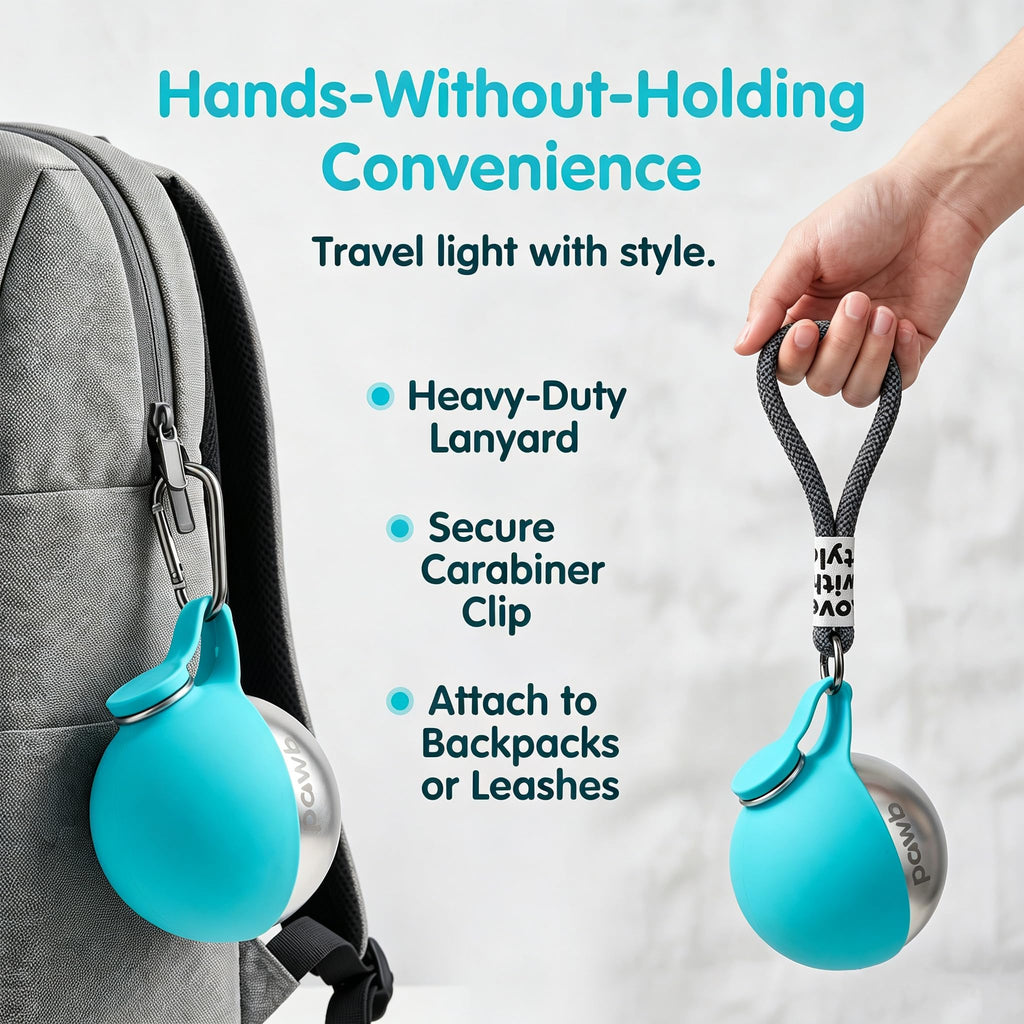Pawb Pet Bottle Stainless for Small Dogs and Puppies Foldable Silicone Bowl