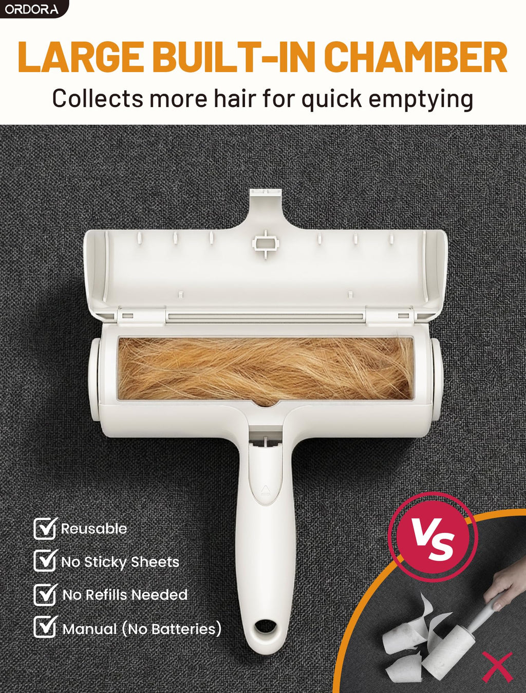Reusable Pet Hair Remover Roller for Furniture, Carpet & Bedding
