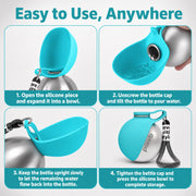 Pawb Pet Bottle Stainless for Small Dogs and Puppies Foldable Silicone Bowl