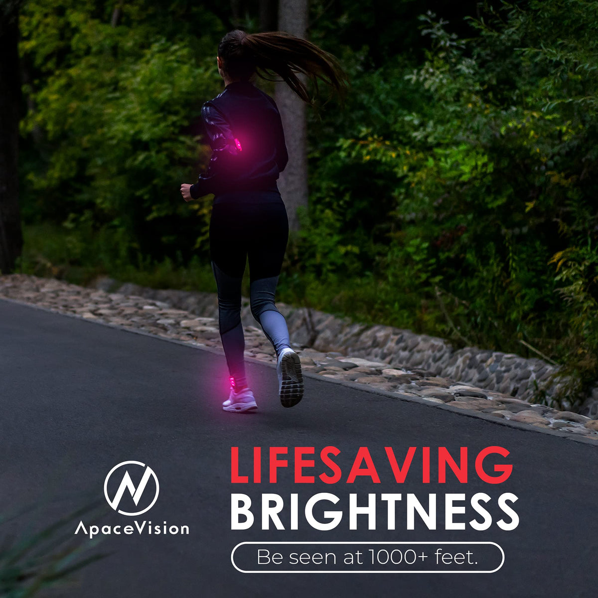 Apace Vision (2 Pack) - LED Safety Lights + Reflective Vests + Bands