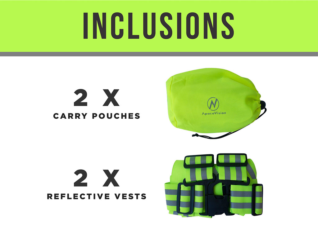Apace Vision (2 Pack) - LED Safety Lights + Reflective Vests + Bands