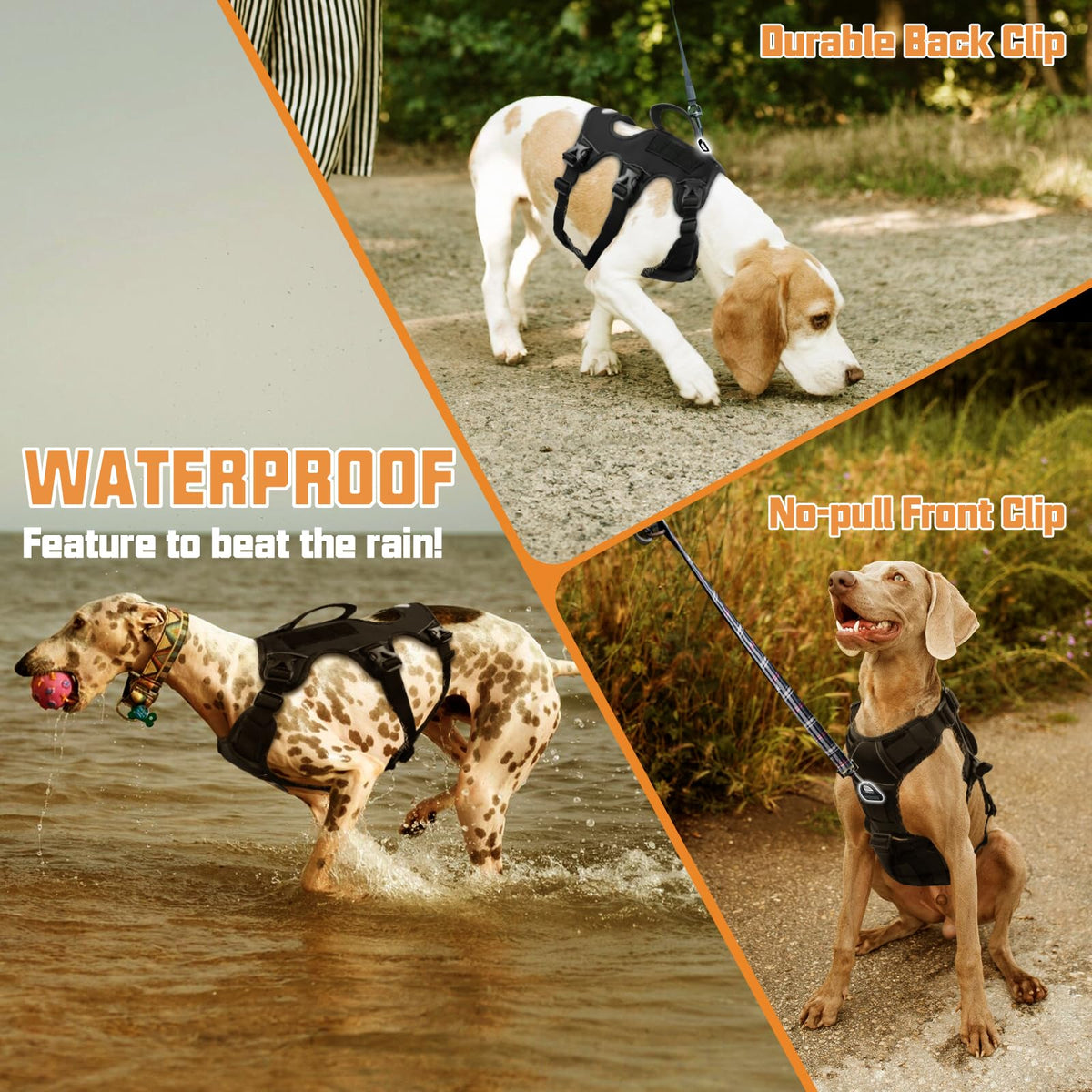 Escape-Proof No Pull Dog Harness with Reflective Padding & Handle for Large Dogs