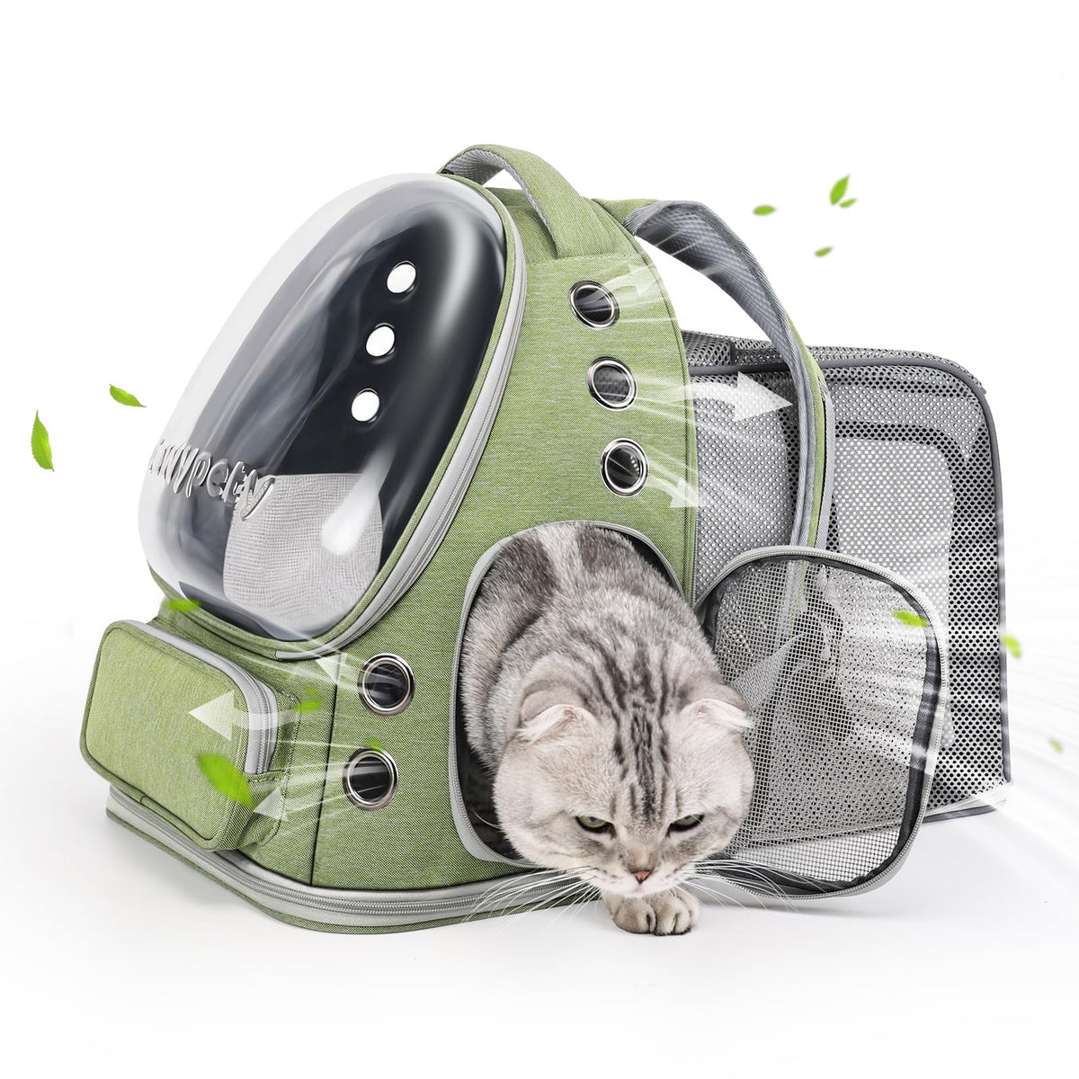 Transparent Cat Backpack Carrier with Breathable Design, Up to 15lbs