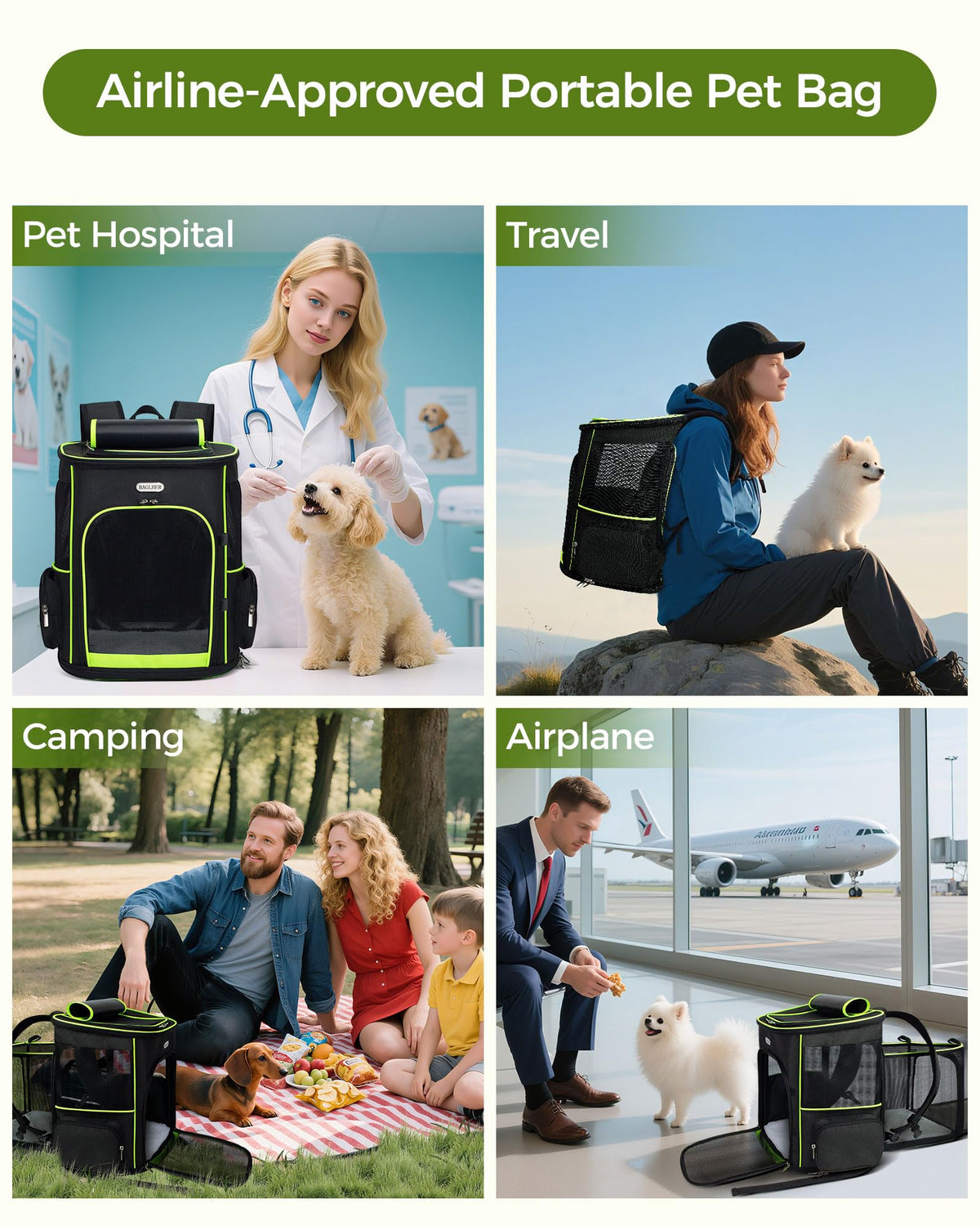 Airline Approved Pet Travel Backpack for Small & Medium Cats and Dogs