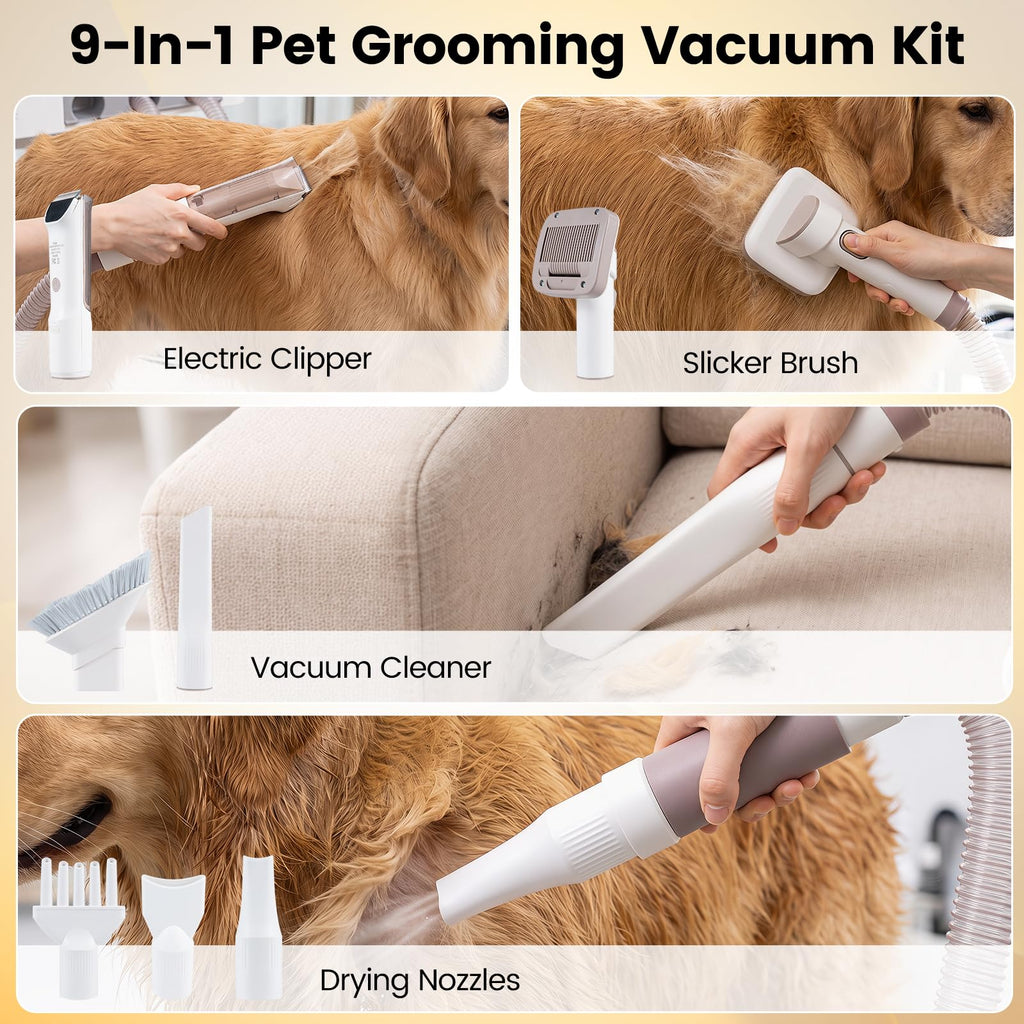 PETSITE 9-in-1 Dog Grooming Vacuum Kit for Shedding