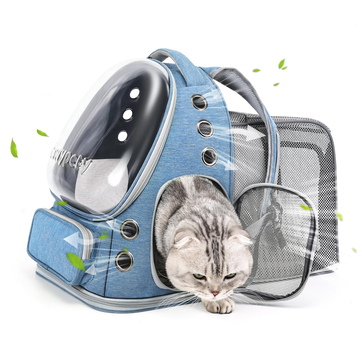 Transparent Cat Backpack Carrier with Breathable Design, Up to 15lbs