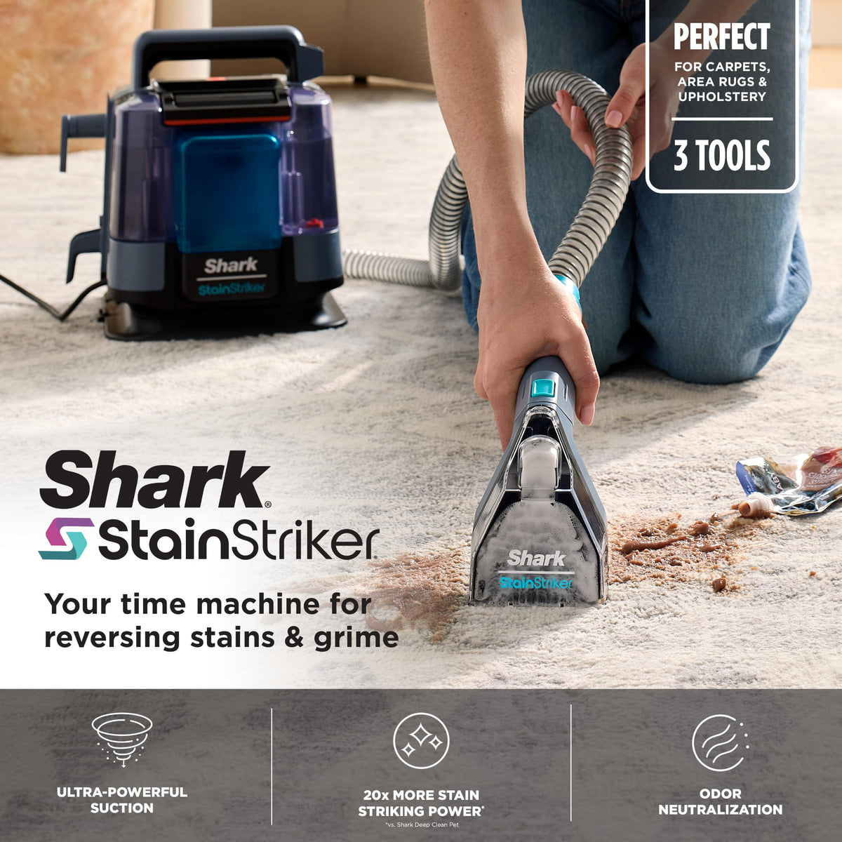 Portable Carpet & Upholstery Cleaner for Stain & Odor Removal